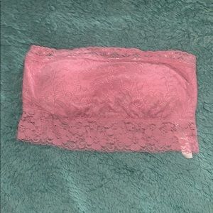 Pink lace bandeau bralette